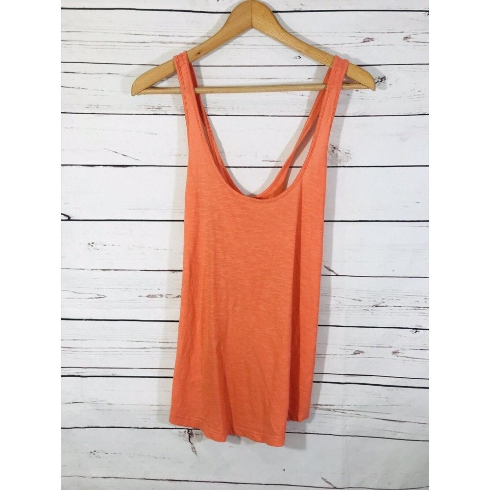Lou & Gray Tank Top Womens Sz Medium Orange T Back Athletic X Back Gym Summer